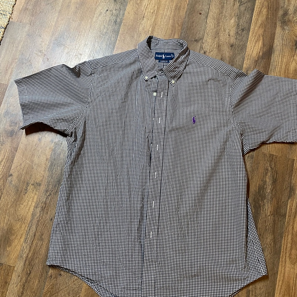 Polo by Ralph Lauren Men's Black and White Gingham Shirt